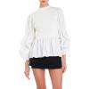 English Factory Women’s Mixed Media Top, Ivory Combo, XL