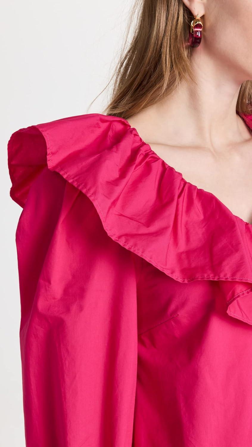 image:imageEnglish Factory Womens Long sleeves V Ruffled Mini DressBerry