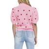 English Factory Women’s Heart Shape Embroidery Sweater, Pink, M