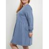 English Factory Women’s Knit Unbalanced Seam Mini Dress, Dusty Blue, 1X