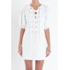 English Factory Women’s Laced Up Puffed Sleeve Mini Dress(Off-white)