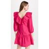 English Factory Women’s Long sleeves V Ruffled Mini Dress(Berry)