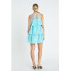 English Factory Women’s Organza Gridded Tiered Sleeveless Mini Dress(Aqua)