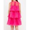 English Factory Women’s Organza Gridded Tiered Sleeveless Mini Dress(Fuchsia)