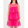 English Factory Women’s Organza Gridded Tiered Sleeveless Mini Dress(Fuchsia)