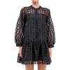 English Factory Women’s Check Organza Buttoned Long sleeves Mini Dress, Black, XS