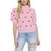 English Factory Women’s Heart Shape Embroidery Sweater, Pink, M
