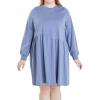 English Factory Women’s Knit Unbalanced Seam Mini Dress, Dusty Blue, 1X