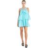 English Factory Women’s Organza Gridded Tiered Sleeveless Mini Dress(Aqua)