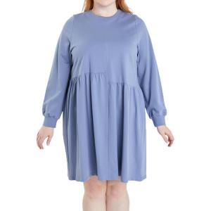 English Factory Women’s Knit Unbalanced Seam Mini Dress, Dusty Blue, 1X