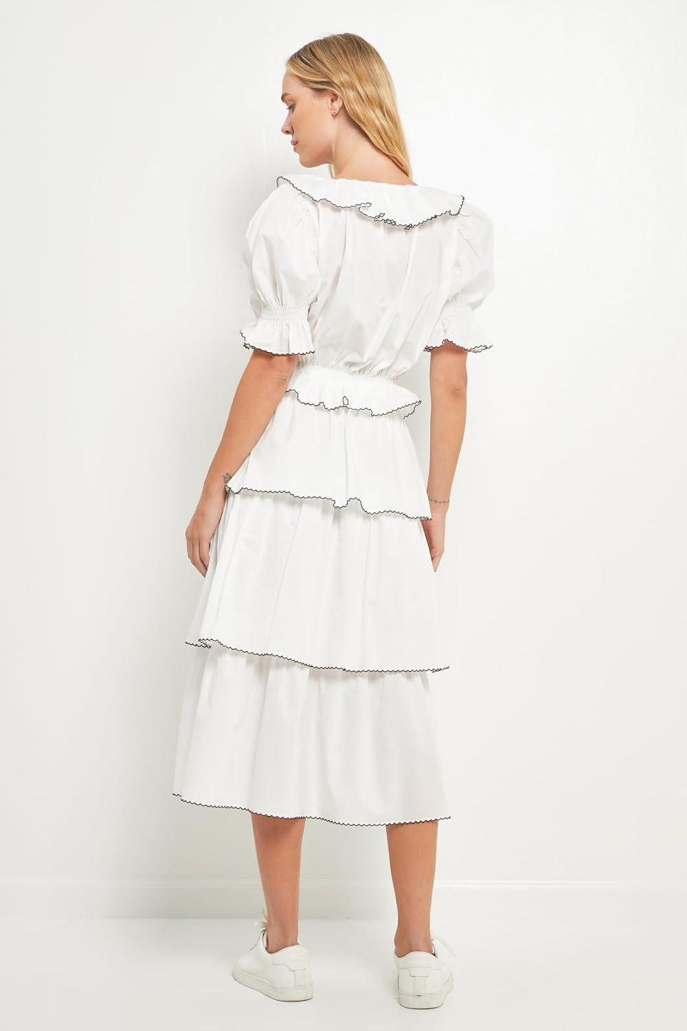 image:imageEnglish Factory Womens Picot Stitched Poplin Top Off White M