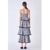 English Factory Grid Print Tiered Maxi Dress with Ric Rac Trim, Multi, XS