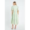 English Factory Print V Neck Midi Dress, Chartreuse, L
