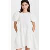 English Factory Women’s Back Tie Jacquard Puff Dress(White)