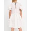 English Factory Women’s Back Tie Jacquard Puff Dress(White)