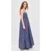 English Factory Women’s Big Stripe Maxi Dress(Blue/Brown Stripe)