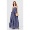 English Factory Women’s Big Stripe Maxi Dress(Blue/Brown Stripe)
