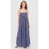 English Factory Women’s Big Stripe Maxi Dress(Blue/Brown Stripe)