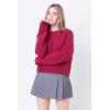 English Factory Women’s Cozy Round Neck Sweater, Bordeaux, L