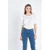 English Factory Women’s Picot Stitched Poplin Top, Off White, S