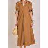 English Factory Women’s Stitch Detailed Midi Dress(Brown)