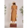 English Factory Women’s Stitch Detailed Midi Dress(Brown)