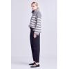 English Factory Womens Striped 1/2-Zip Sweater, S, Grey