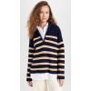 English Factory Women’s Striped Half-Zip Sweater(Navy/Camel)