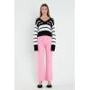 English Factory Women’s V-Neck Striped Sweater, Black/White, S