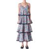 English Factory Grid Print Tiered Maxi Dress with Ric Rac Trim, Multi, XS