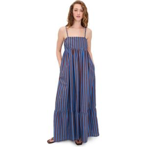 English Factory Women’s Big Stripe Maxi Dress(Blue/Brown Stripe)