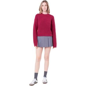 English Factory Women’s Cozy Round Neck Sweater, Bordeaux, L