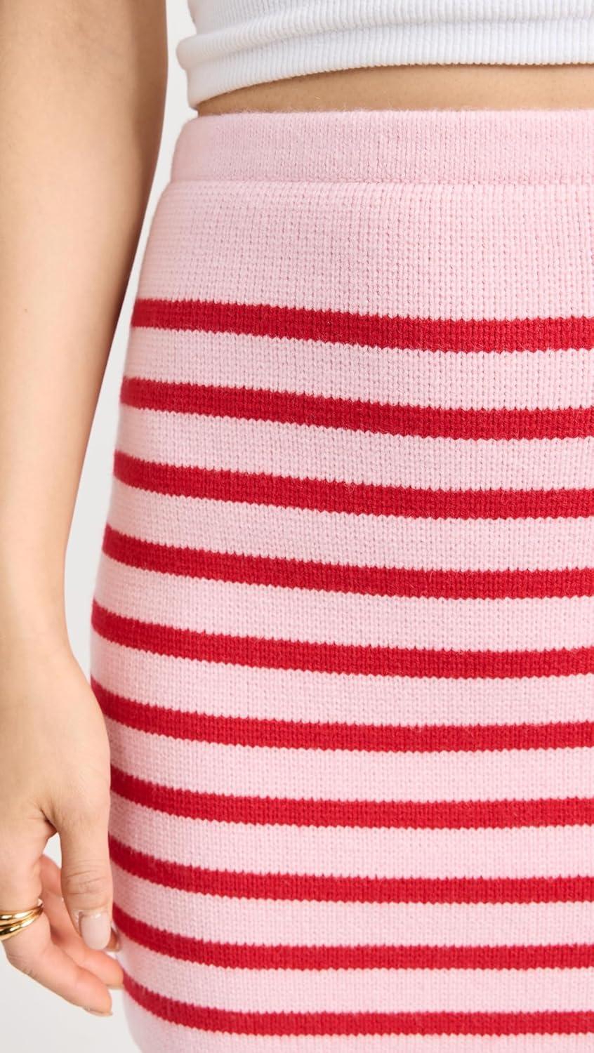 image:imageEnglish Factory Womens Knit Striped Mini SkirtPinkRed