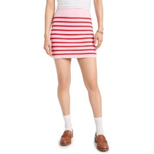 English Factory Women’s Knit Striped Mini Skirt(Pink/Red)