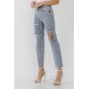English Factory Women’s Destroyed Mom Jeans Medium Denim