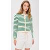 English Factory Women’s Knit Striped Sweater Cardigan(White/Green)