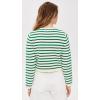 English Factory Women’s Knit Striped Sweater Cardigan(White/Green)