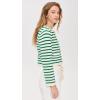 English Factory Women’s Knit Striped Sweater Cardigan(White/Green)