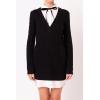 Mixed Media Cable Knit V-Neck Drop Sweater Dress