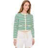 English Factory Women’s Knit Striped Sweater Cardigan(White/Green)