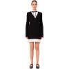 Mixed Media Cable Knit V-Neck Drop Sweater Dress