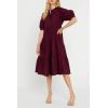 Tiered Midi Dress with Puff Sleeves by ENGLISH FACTORY(Plum)