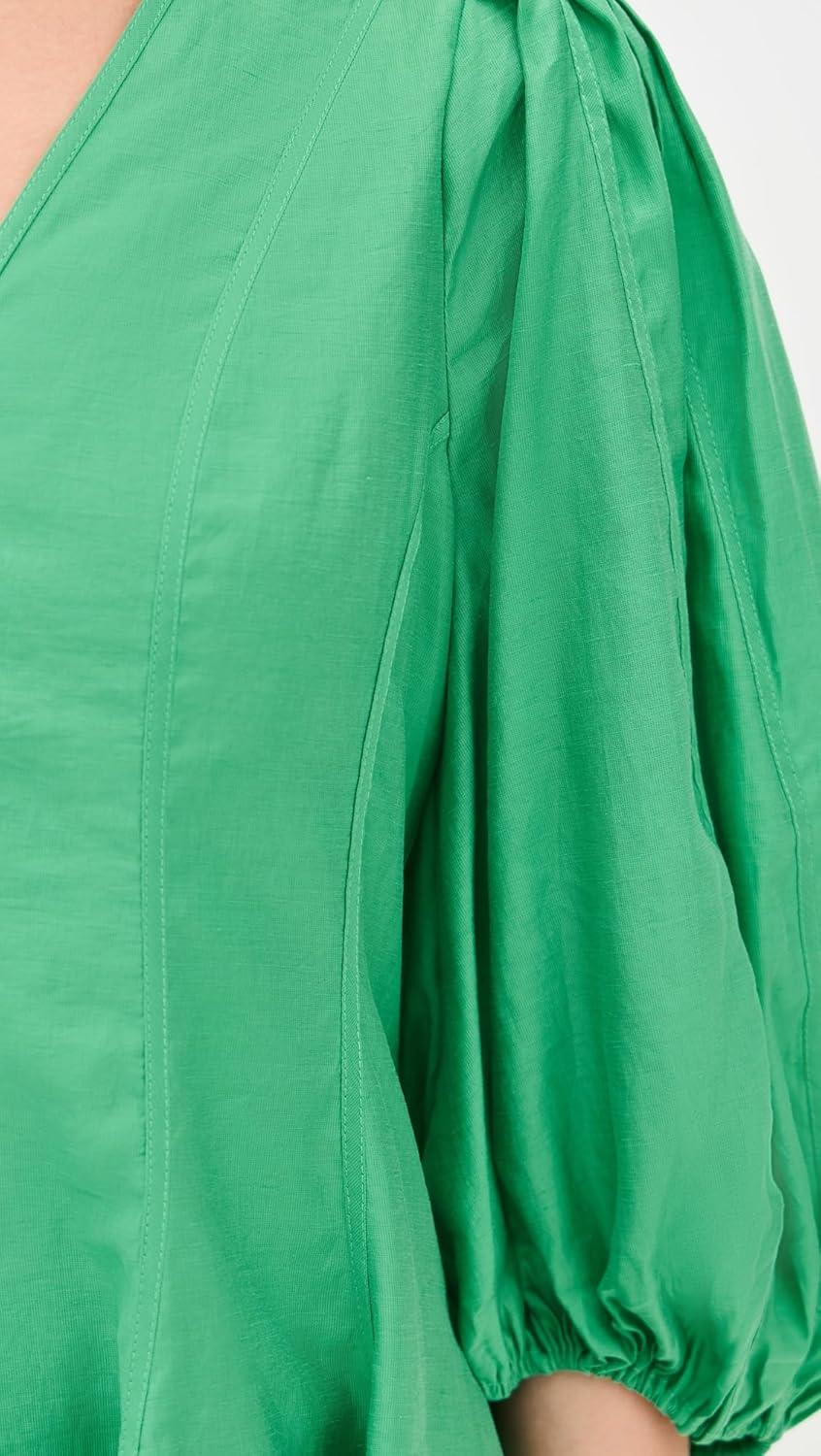 image:imageEnglish Factory Womens Puff Sleeve Flare Mini DressGreen