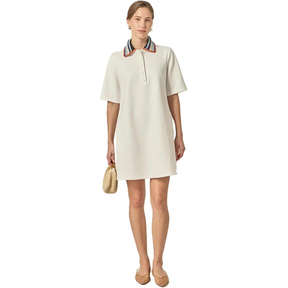 image:imageEnglish Factory Womens Crochet Trim ALine Mini Shirt DressOffwhite