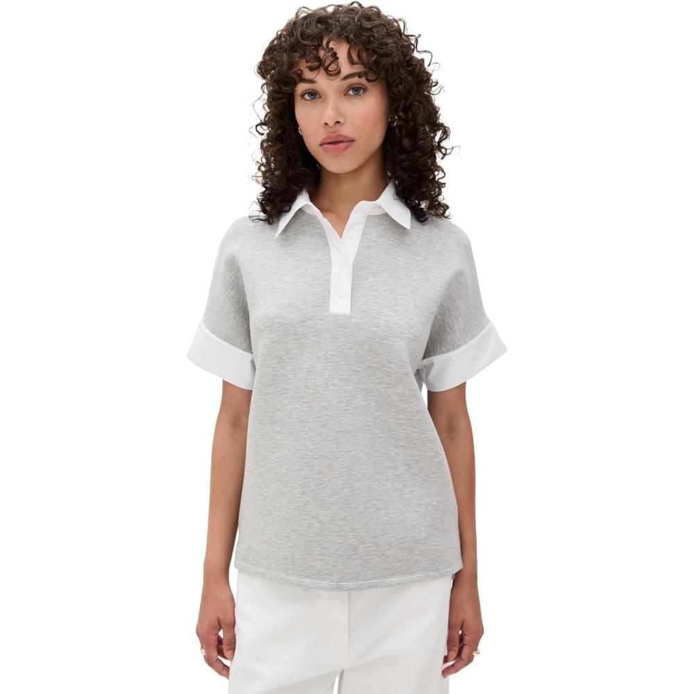 image:imageEnglish Factory Womens Scuba Collar SweatshirtHeather GreyWhite