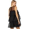 English Factory Organza Gridded Tiered Sleeveless Mini Black LG