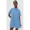 English Factory Women’s A-line Short Sleeve Shirt Dress(Blue Stripe)