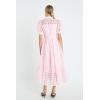 English Factory Women’s Gridded Organza Tiered Maxi Dress, Baby Pink, S