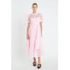 English Factory Women’s Gridded Organza Tiered Maxi Dress, Baby Pink, XS