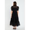 English Factory Womens Gridded Organza Tiered Maxi Dress(Black)